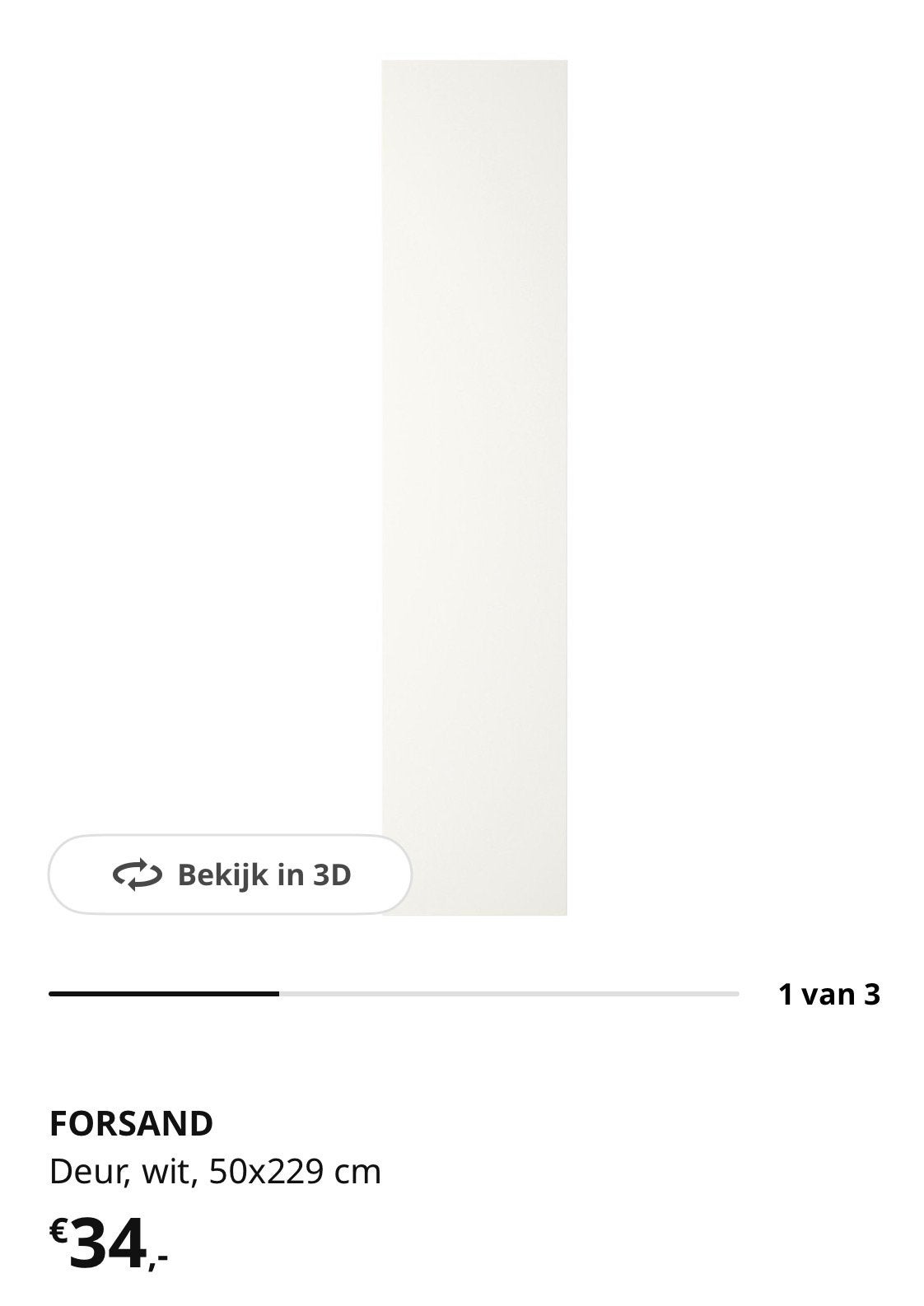 Forsand deuren 2x wit. 50x229, Huis en Inrichting, Kasten | Kledingkasten, Ophalen, Nieuw, 50 tot 100 cm, Minder dan 100 cm