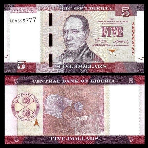 Liberia 2016/2017, laatste biljetten van 5..500 Dollar (UNC), Verzenden, Overige landen, Setje