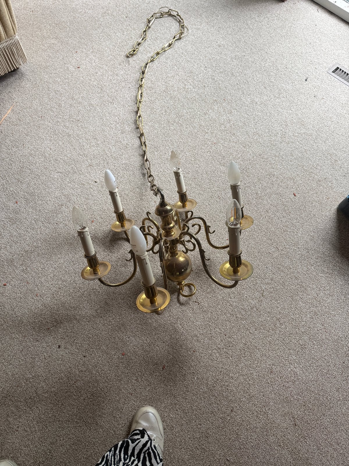 Koperen kroonluchter, Huis en Inrichting, Lampen | Kroonluchters, Ophalen, Gebruikt
