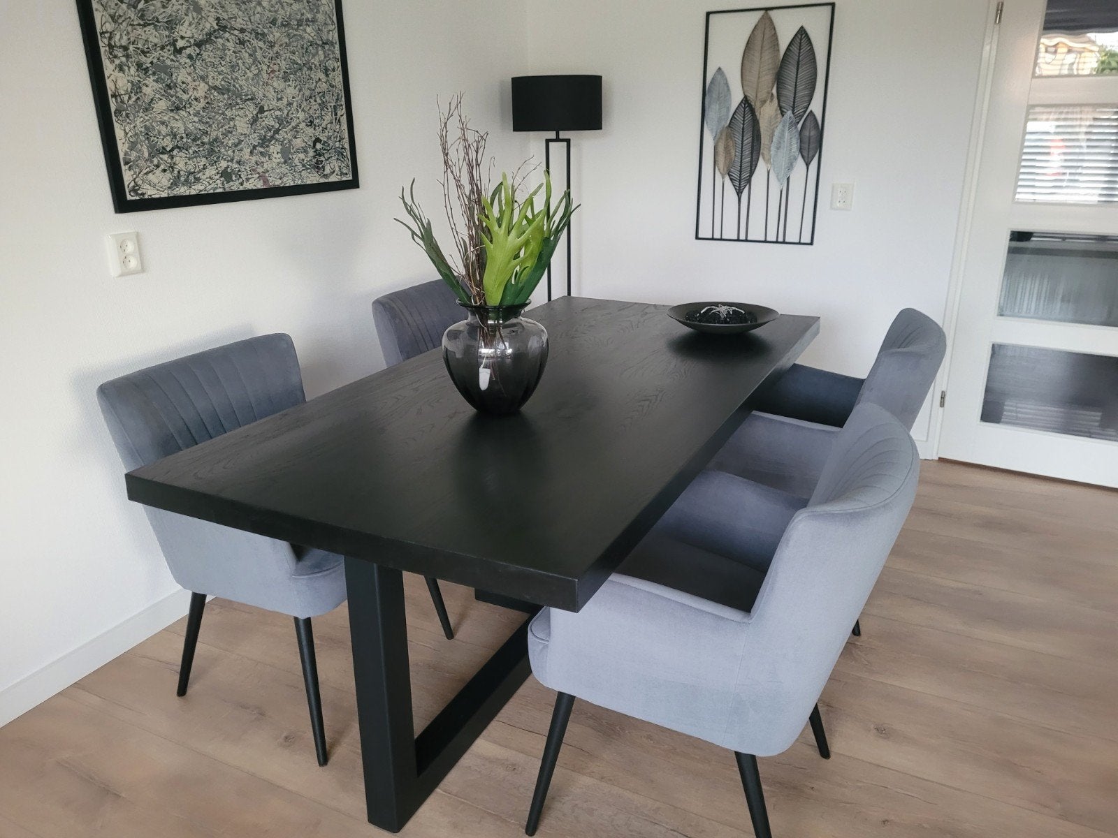 Zwarte eiken eettafel 200x100 cm - Absolute nieuwstaat, Ophalen, Eikenhout, 200 cm of meer, 50 tot 100 cm