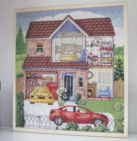 Borduurpatroon  Mooi huis met auto  nr 9464, Verzenden, Nieuw, Handborduren, Patroon