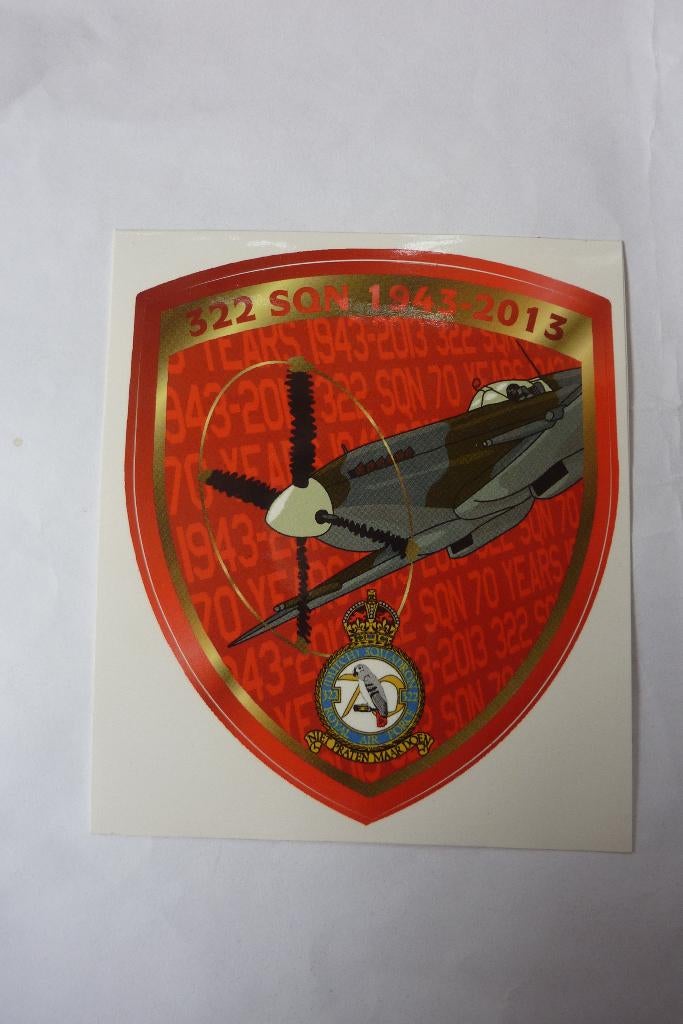 sticker 322 Squadron 1943-2013 Koninklijke Luchtmacht, Verzamelen, Ophalen of Verzenden, Luchtmacht, Nederland, Overige typen