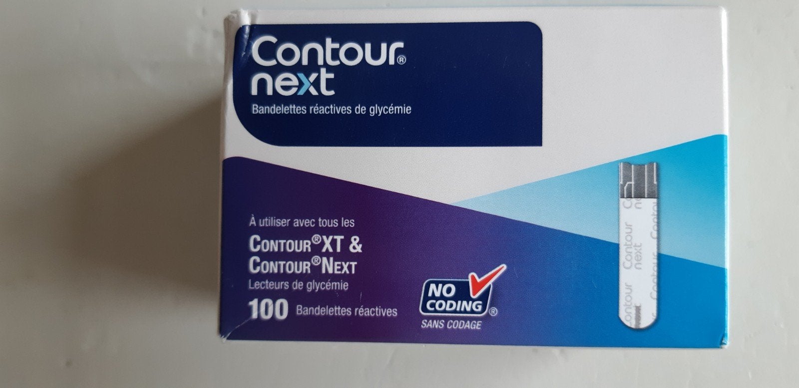 Contour Next 100 strips 1 doosje € 15,00 let op datum!, Ophalen of Verzenden, Nieuw