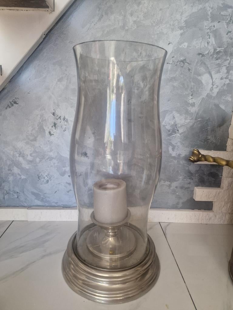 Prachtige kandelaar met stevige chrome poot, Ophalen, Gebruikt, 50 tot 75 cm, Metaal