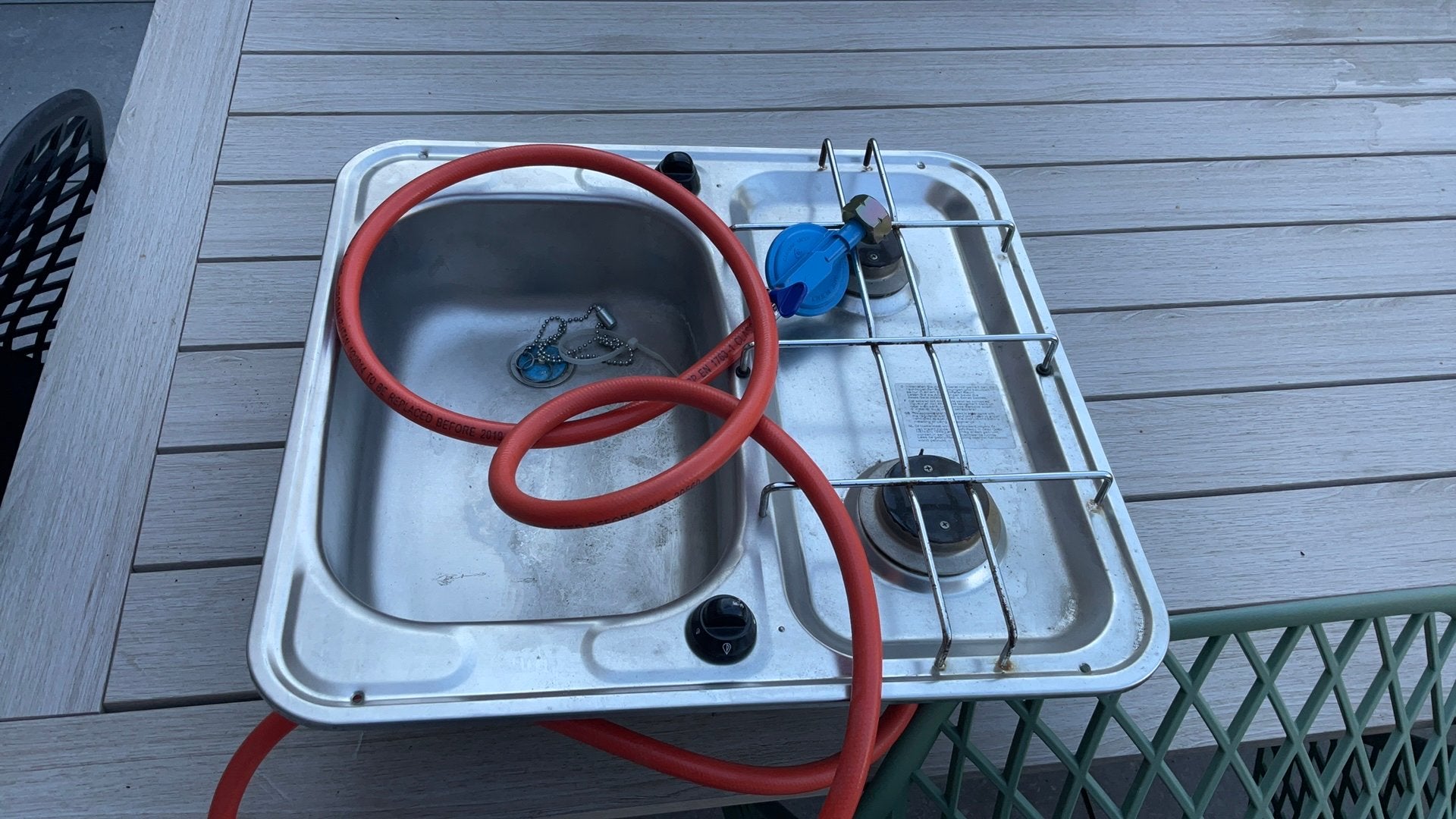 Gootsteen/wasbak met gascomfort voor camper/caravan, Caravans en Kamperen, Ophalen, Zo goed als nieuw