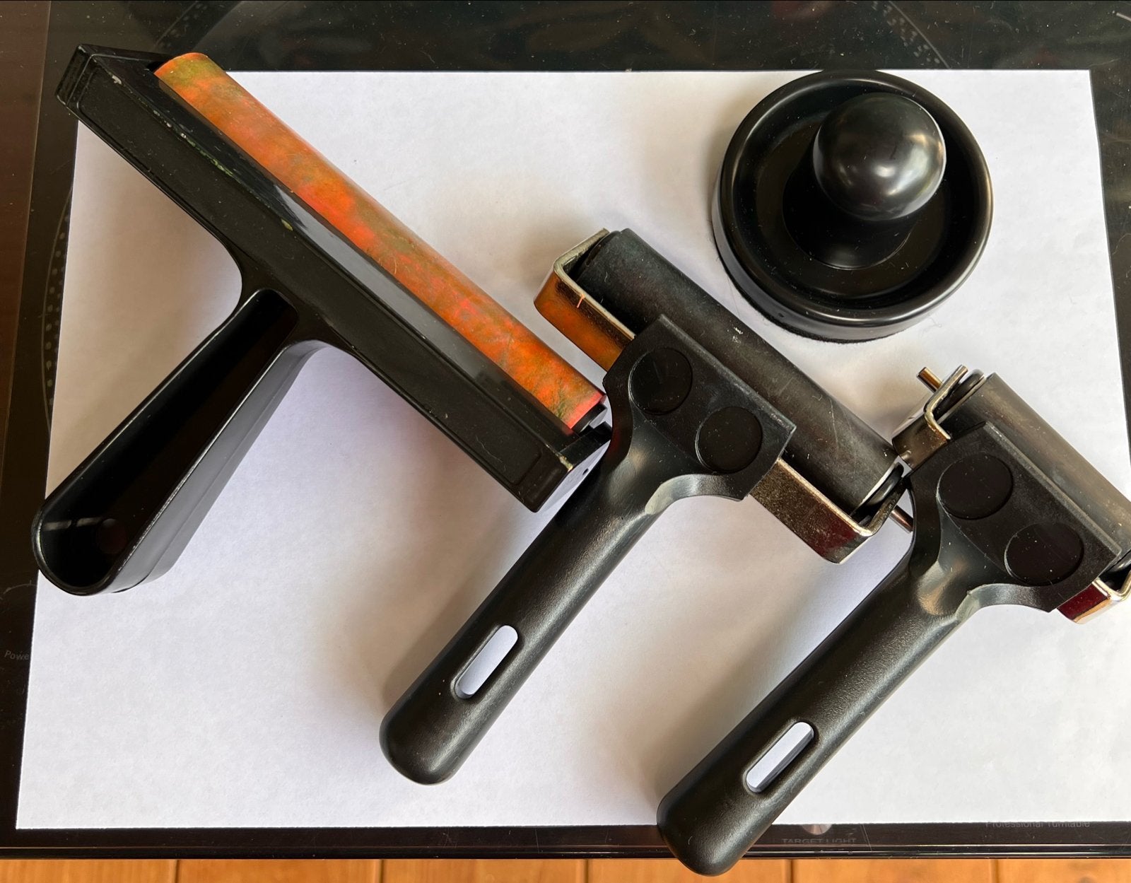 Set van 3 brayers/rollers en een stempel, Ophalen of Verzenden, Gebruikt, Overige typen