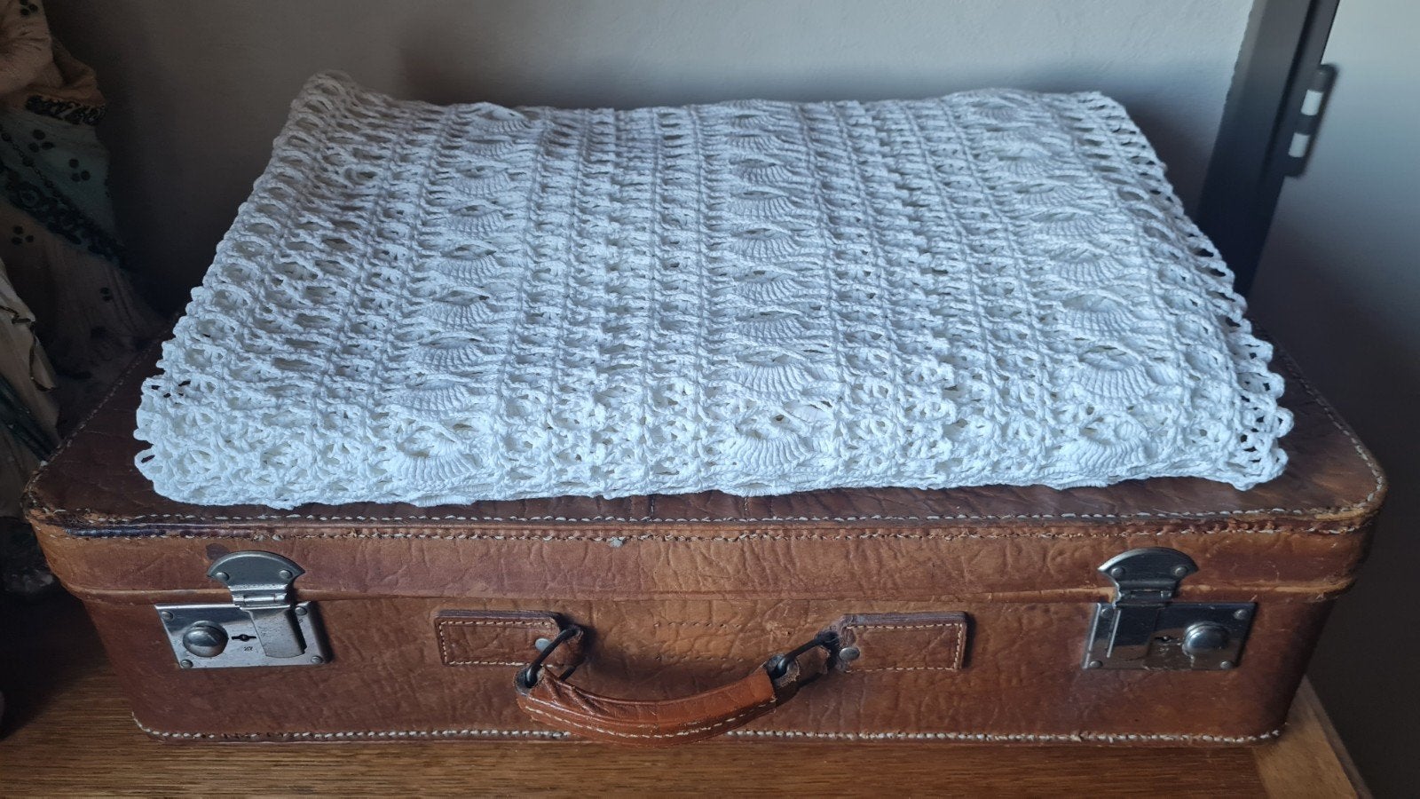 Vintage/brocante gehaakte sprei/plaid, Ophalen of Verzenden