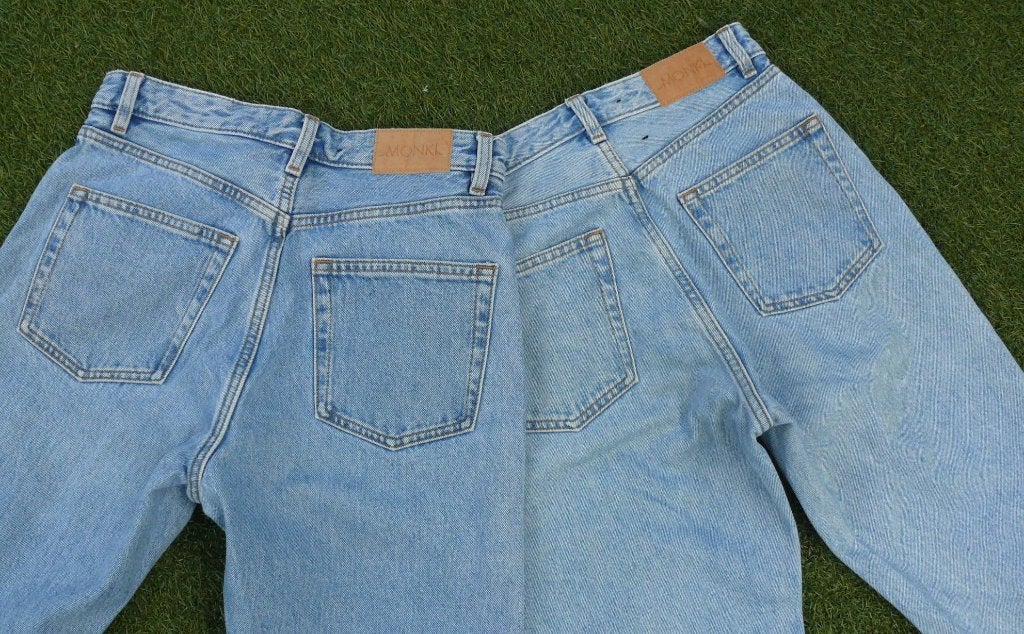 MONKI spijkerbroek maat 26 en 27 als nieuw, Blauw, Ophalen of Verzenden, Zo goed als nieuw, Monki