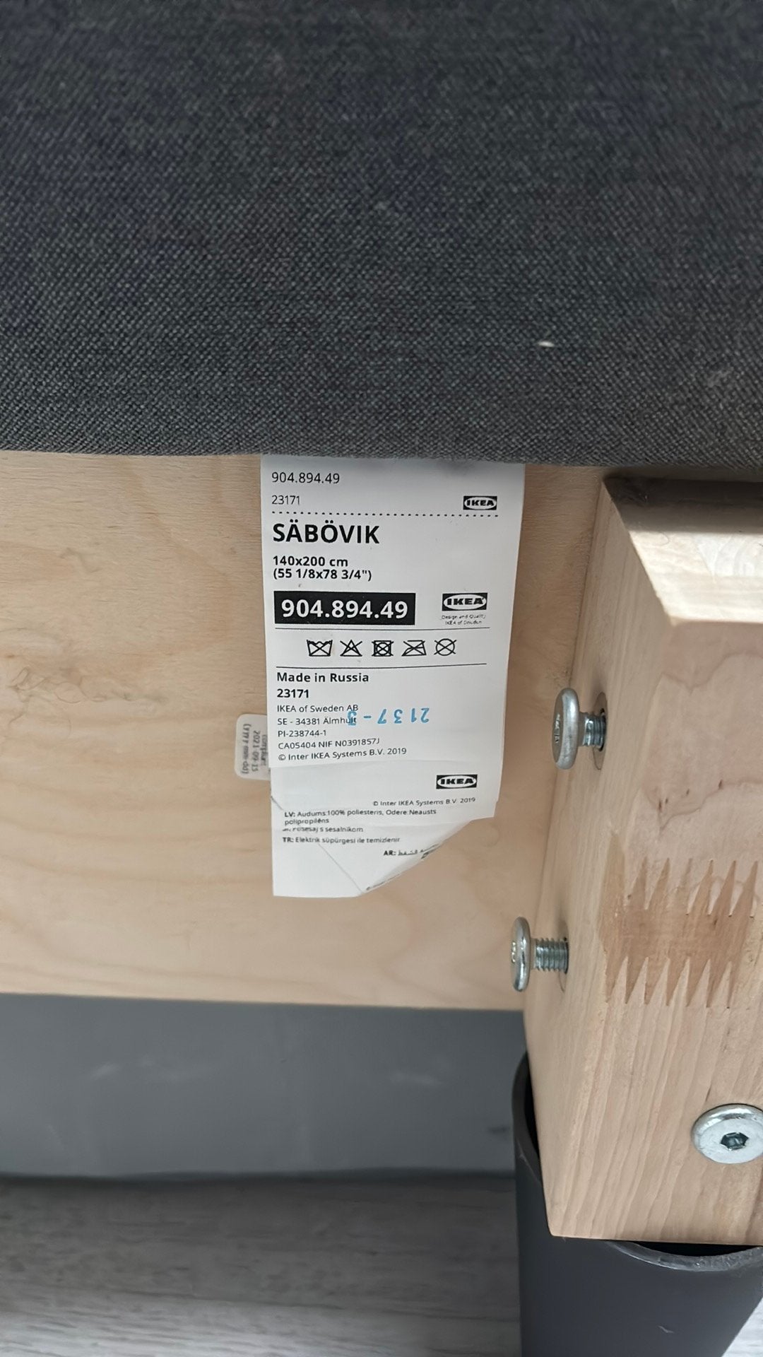 Ikes 2 persoons bed 140x200 met lattenbodem, Gebruikt, Tweepersoons, 200 cm, Grijs