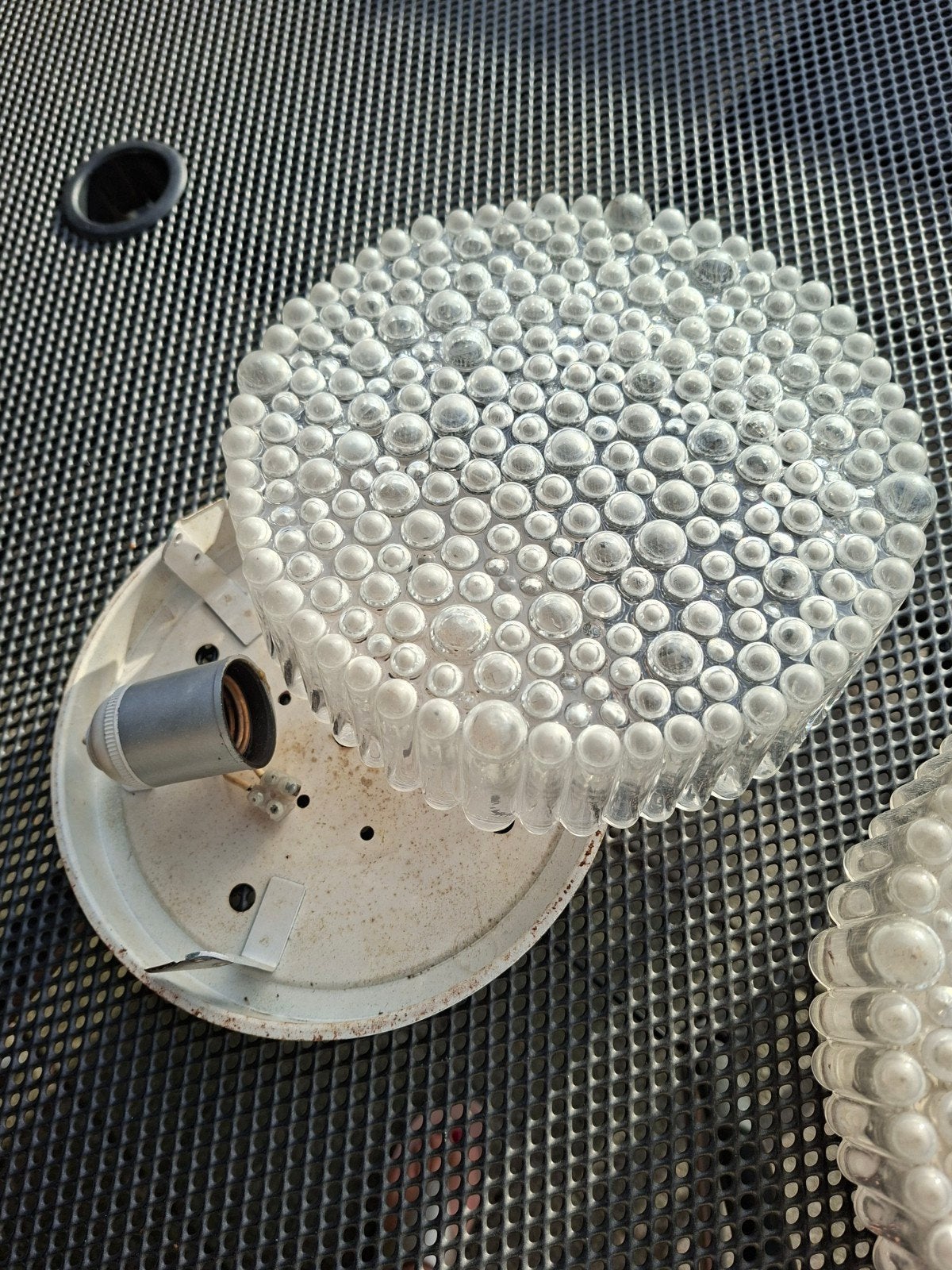 2 vintage plafonnieres, 21 cm, Gebruikt, Jaren 50, Ophalen of Verzenden