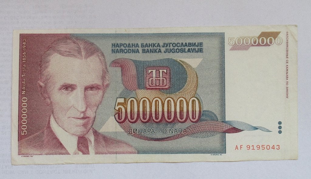 Joegoslavië 5 miljoen dinara 1993, Verzenden, Joegoslavië