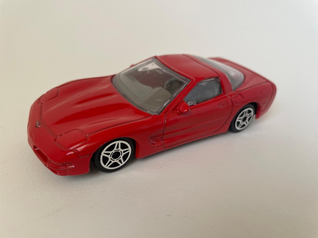 model Chevrolet Corvette C5 rood, Bburago 1/43, Ophalen of Verzenden, Gebruikt, Auto