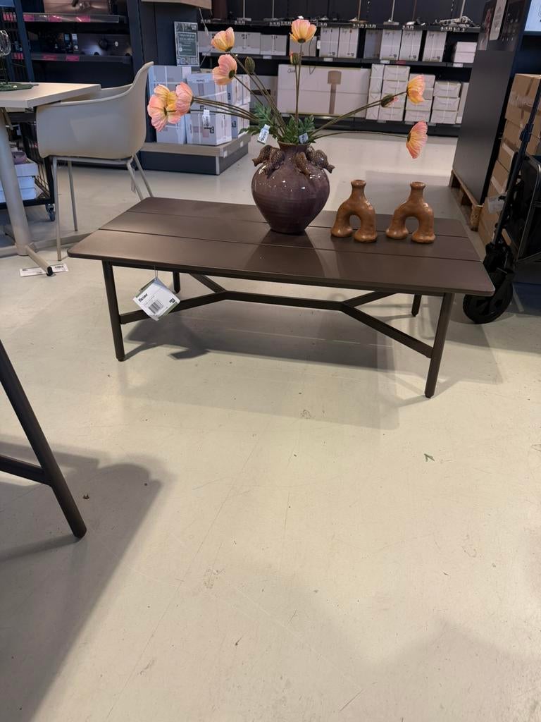 Donkerbruine metalen salontafel 77x68x89 nieuw in verpakking, Ophalen