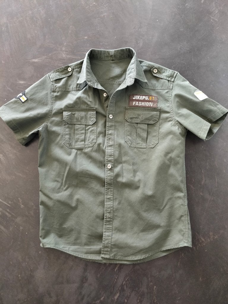 Heren blouse korte mouwen maat M – Legergroen, Ophalen of Verzenden, Zo goed als nieuw, Groen