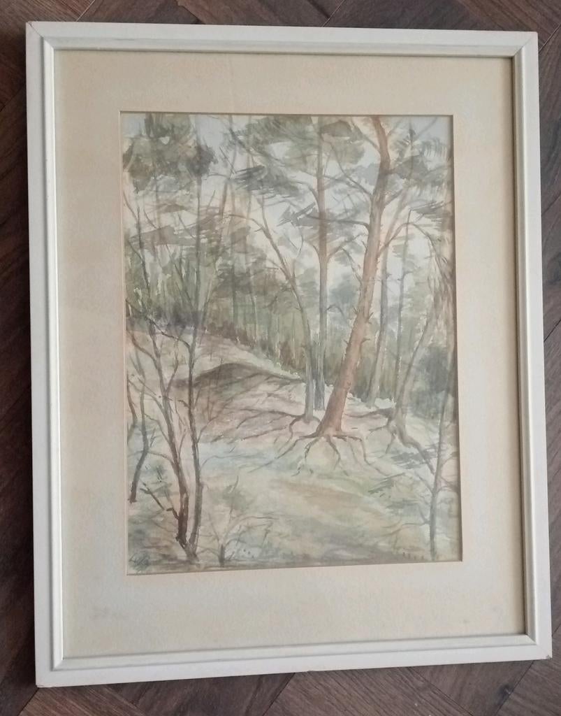Aquarel Landschap 1960 Gesigneerd, Antiek en Kunst, Ophalen of Verzenden