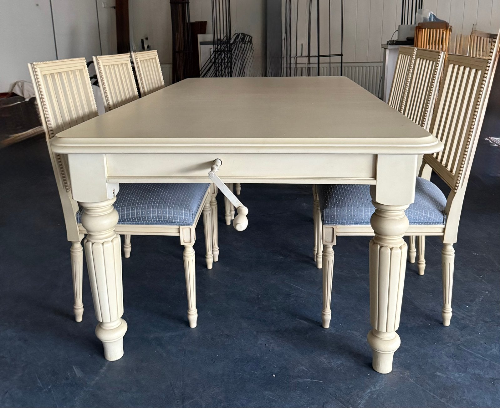 Prachtige zeer luxe eethoek 6 stoelen en extra tafel bladen, Huis en Inrichting, Tafels | Eettafels, Ophalen, 200 cm of meer, 50 tot 100 cm
