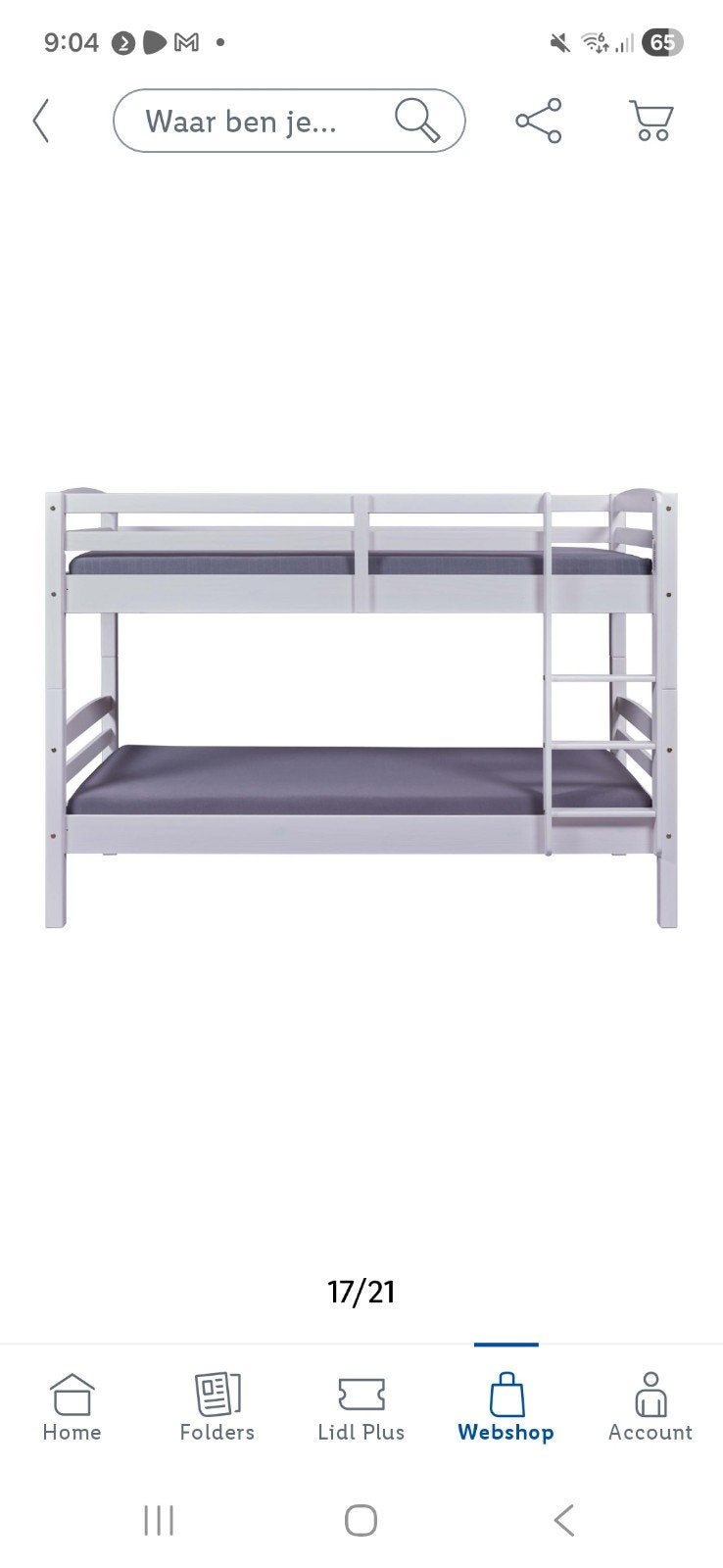 Wit stapelbed 90x190 cm met lattenbodems.1 maand oud, Ophalen, 90 cm, 190 cm of minder, Stapelbed