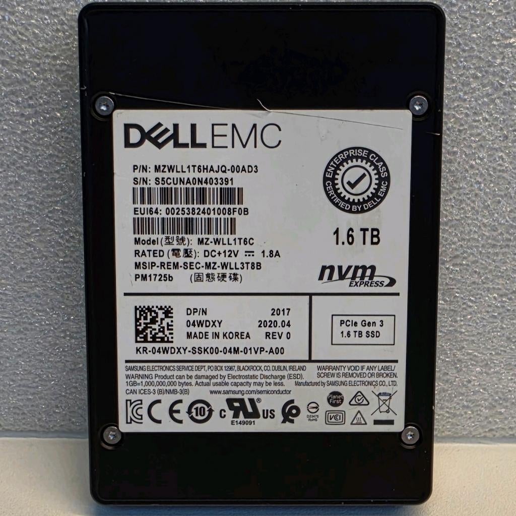 Dell EMC(samsung) 1.6TB NVMe PCIe Gen 3 SSD - Ongebruikt, Computers en Software, Harde schijven, Intern, Dell EMC, SSD, Nieuw