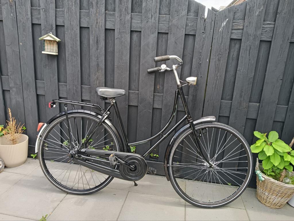 Zwarte dames/omafiets, Terugtraprem, Ophalen, Overige merken, 53 tot 56 cm