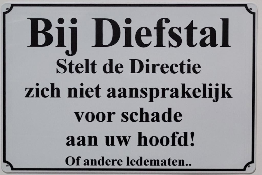 Bij diefstal schade hoofd reclamebord van metaal wandbord, Info@deconoord.nl, Deco Noord, Nieuw, Ophalen of Verzenden