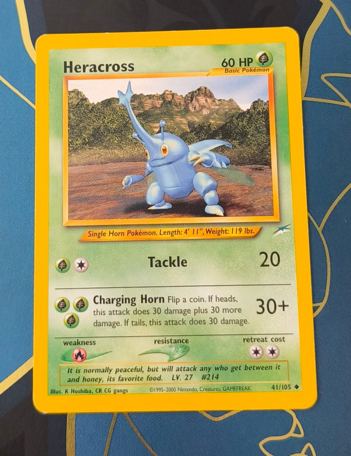 Heracross Pokémon Kaart 60 HP Neo Destiny 41, Ophalen of Verzenden, Gebruikt, Losse kaart