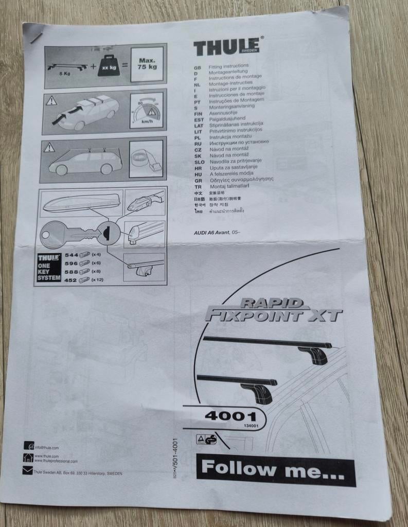 Thule kitset 4001 voor Audi A6/Volkswagen Passat B8, Auto diversen, Dakdragers, Gebruikt, Ophalen of Verzenden