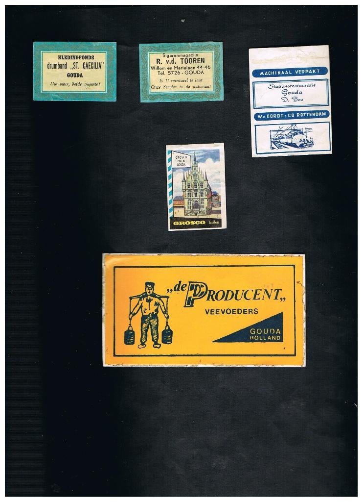 GOUDA OUDE RECLAME  ETIKETTEN, Verzamelen, Verzenden, Gebruikt, Luciferdoosjes of -merken