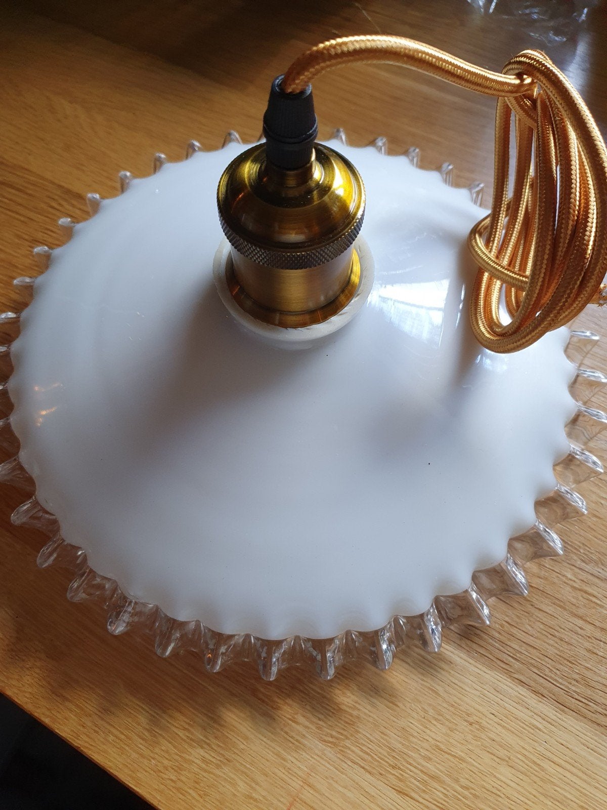 Franse Vintage Glazen Hanglamp, Ophalen of Verzenden