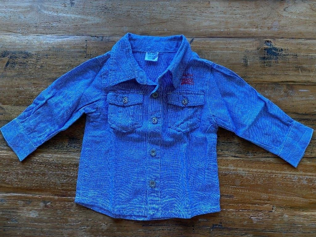 Nieuw blauw overhemdje Dirkje - maat 68, Kinderen en Baby's, Babykleding | Maat 68, Dirkje, Nieuw, Ophalen of Verzenden, Overhemdje of Bloesje