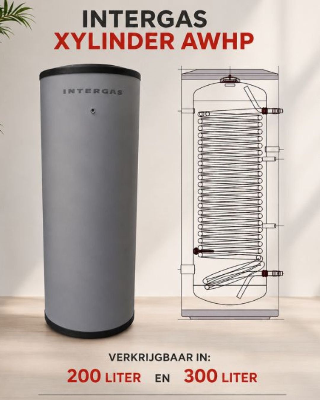 Interga Xilinders warmtepomp boilers 200 en 300 liter actie