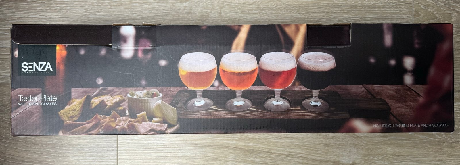 Senza Taster Plate met 4 proefglazen, Ophalen, Overige typen, Hout, Nieuw