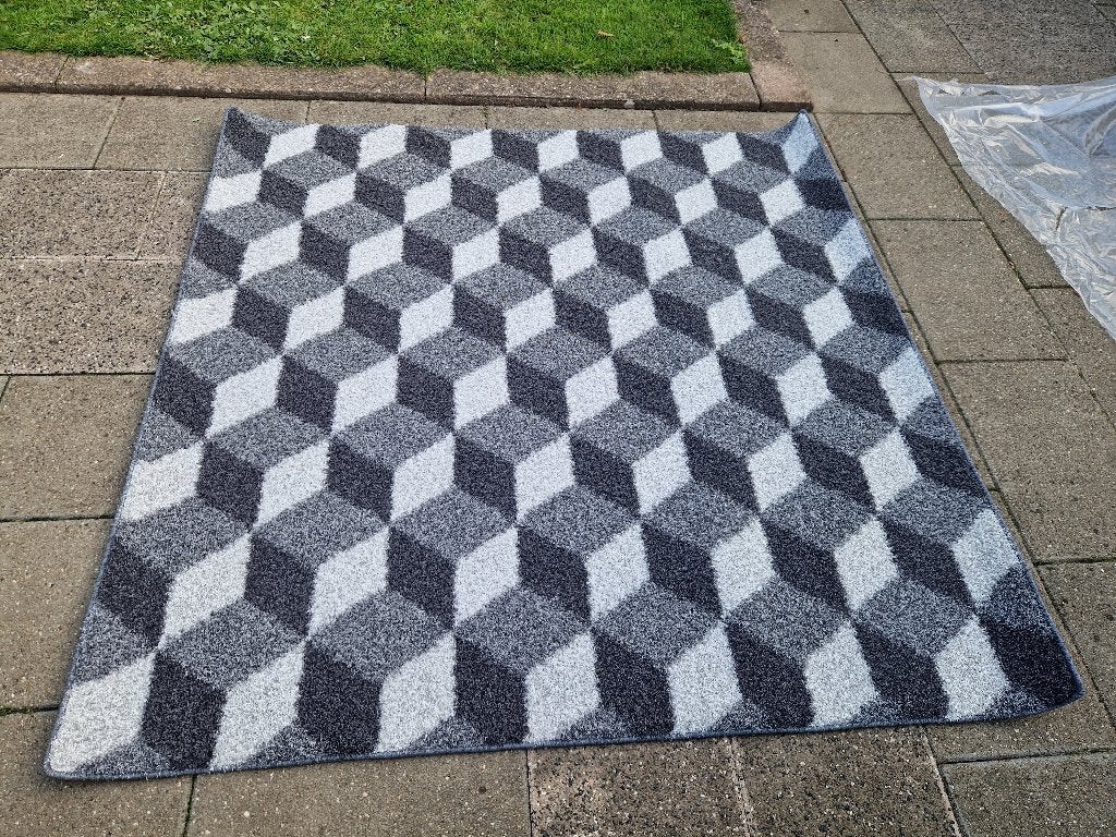 NIEUW modern weerbestendig zwart wit kunstgras kleed 2x2mtr, Zwart, Ophalen of Verzenden, Rechthoekig, Nieuw