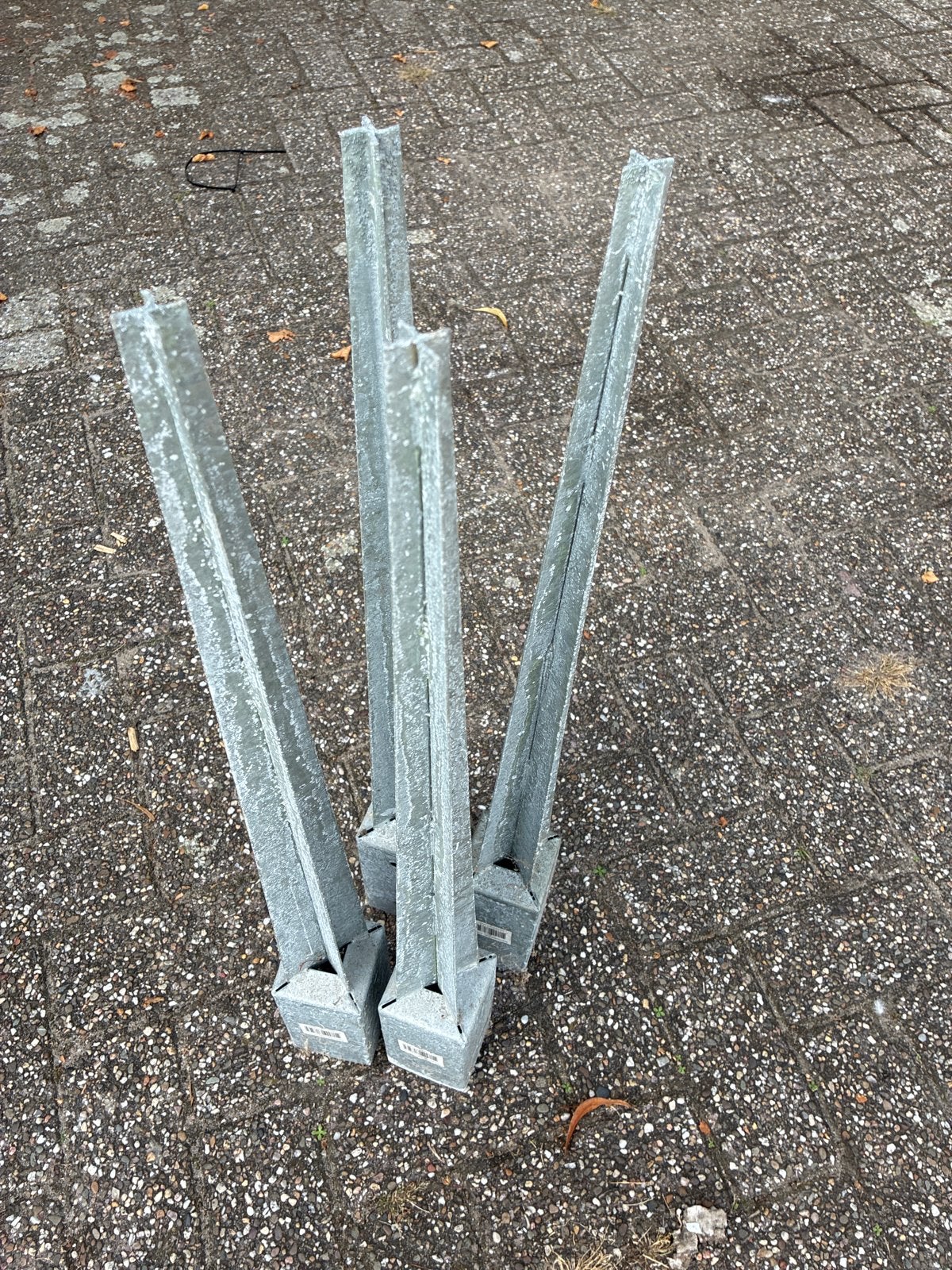 Paalhouders punt 7x7x75cm - 4 stuks, Ophalen, Gebruikt, 50 tot 100 mm, Overige typen