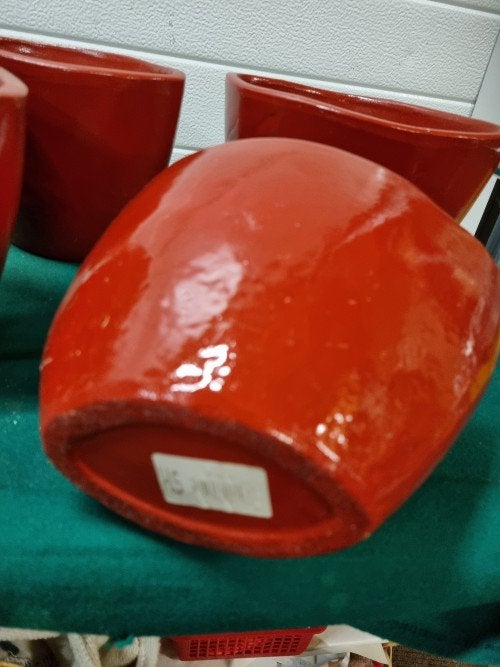 bloempotten rood ovaal vier stuks, Ophalen of Verzenden, 'T Olde Gre-j, Info@toldegrej.nl, Endepoelstraat 20f Didam