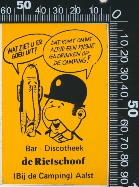 Sticker: Bar Discotheek De Rietschoof - Aalst, Ophalen of Verzenden, Zo goed als nieuw, Bedrijf of Vereniging