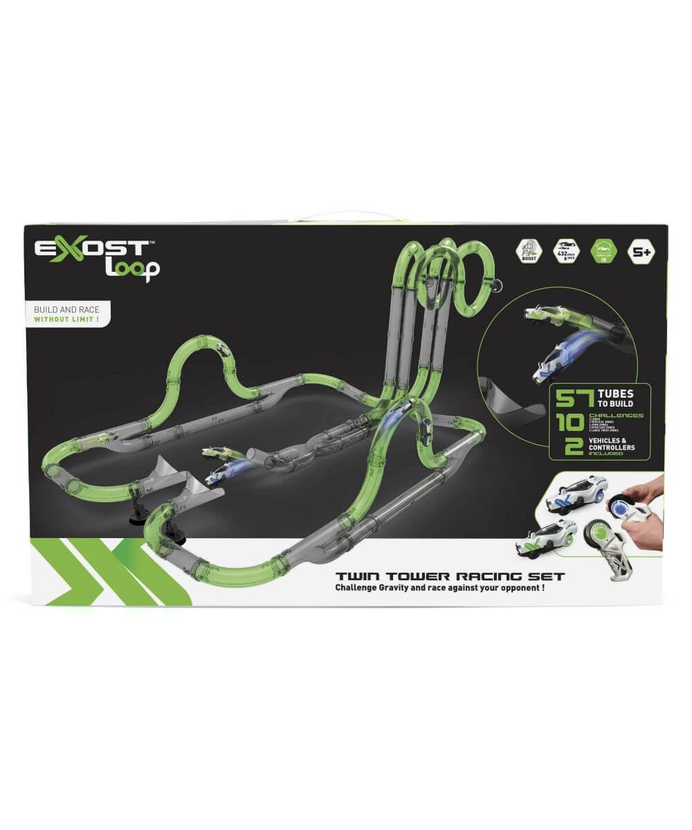 Exost loop twin tower racing set, Overige merken, Racebaan, Zelf te bouwen, Ophalen of Verzenden