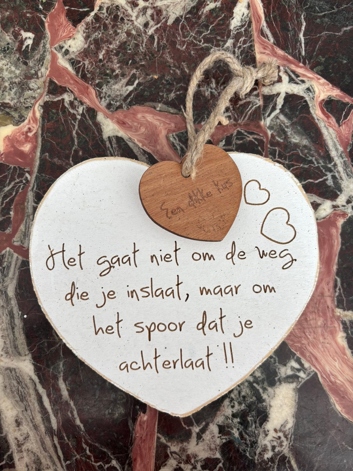 Houten hart decoratie met tekst - Mijnhartenwens, Ophalen of Verzenden, Zo goed als nieuw