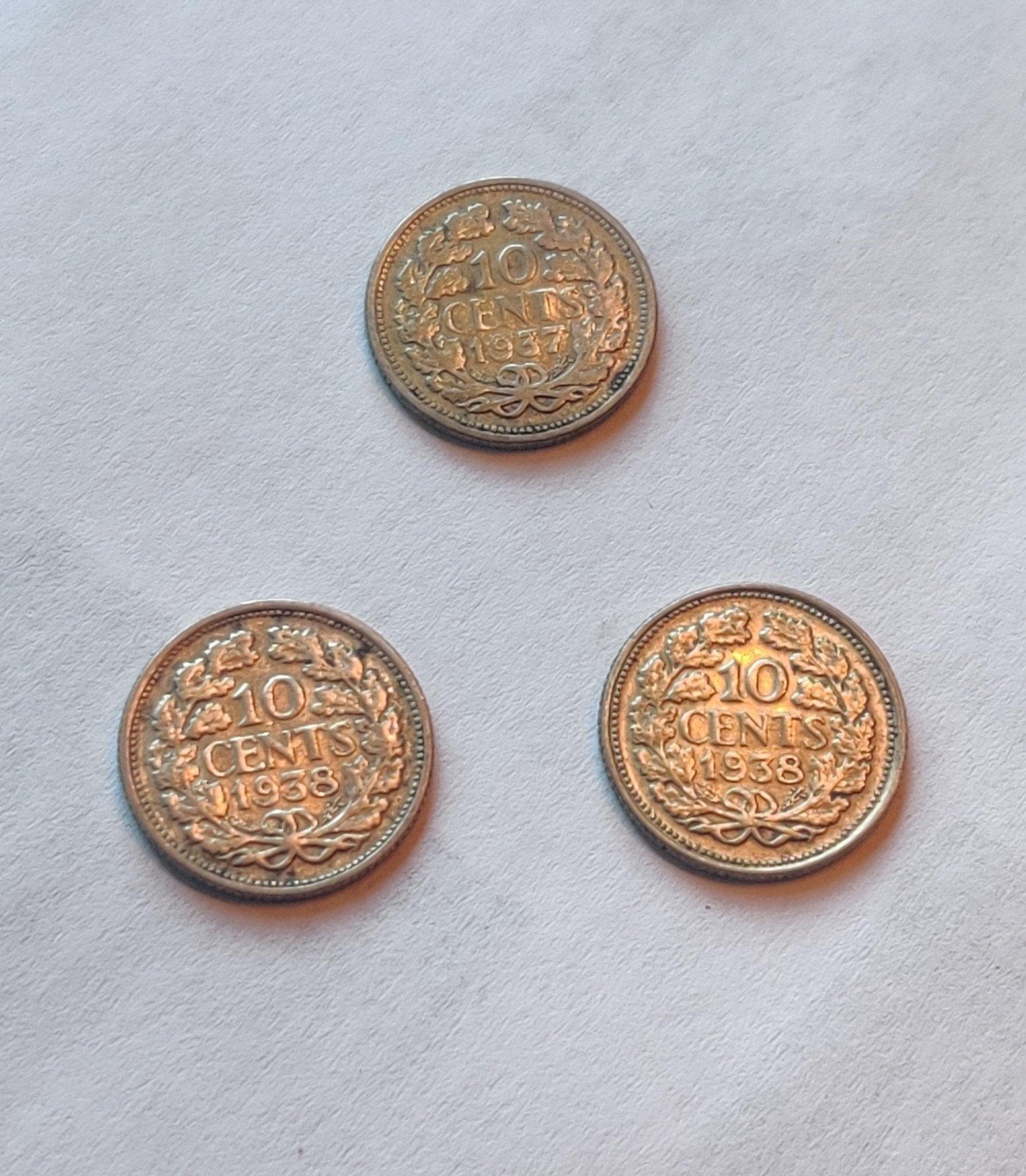 Nederlandse 10 cent munten Wilhelmina 1937, 1938, 1941, Ophalen of Verzenden, Koningin Wilhelmina, 10 cent, Setje
