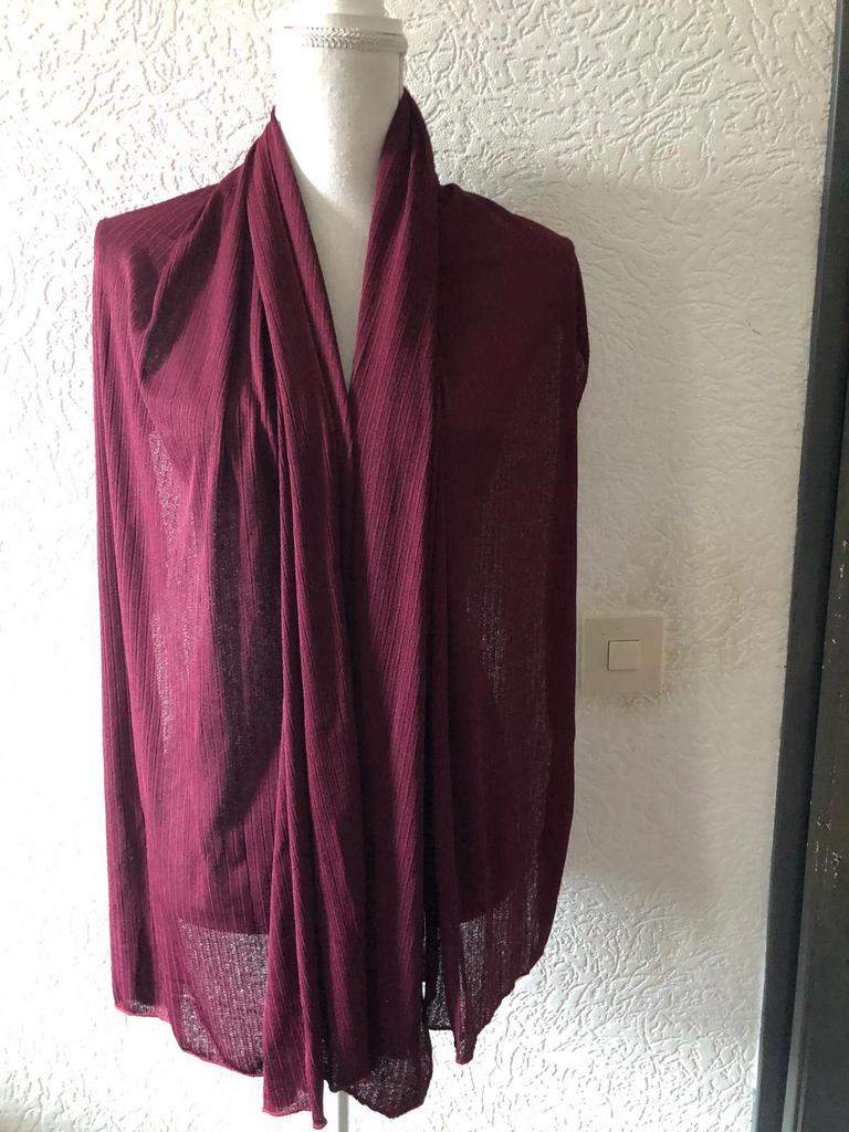 Jersey sjaal gestreept - 80 x 173 cm - bordeaux rood, Ophalen of Verzenden, Zo goed als nieuw, Sjaal