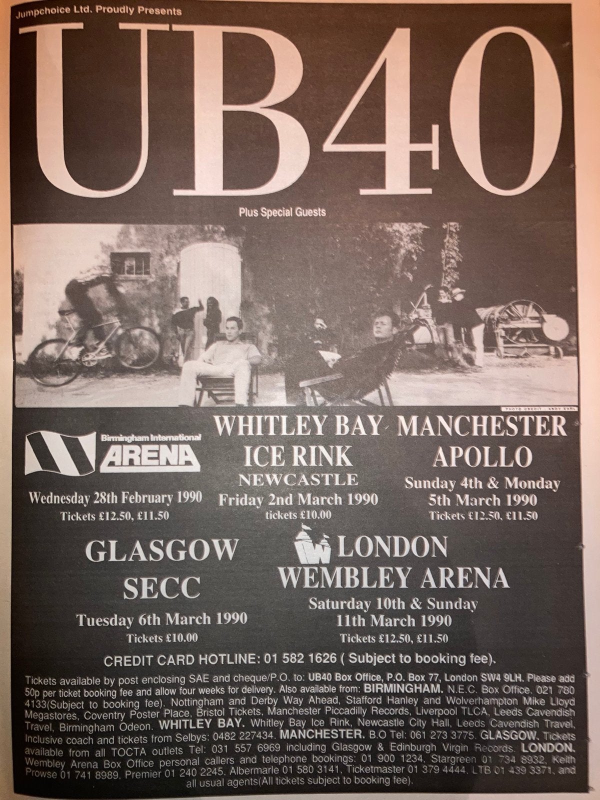 Paginagrote A3 advertentie UB40 tour 1989, Verzamelen, Ophalen of Verzenden, Zo goed als nieuw, A1 t/m A3