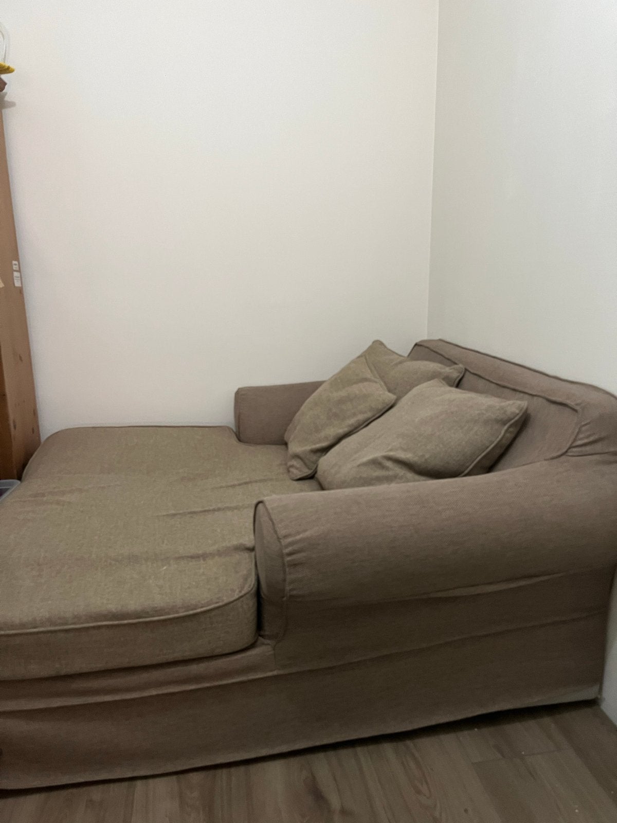 Comfortabele loungebank / love seat 1.35x1.45m, Huis en Inrichting, Banken | Bankstellen, Ophalen, Gebruikt, 125 tot 150 cm, Hoekbank