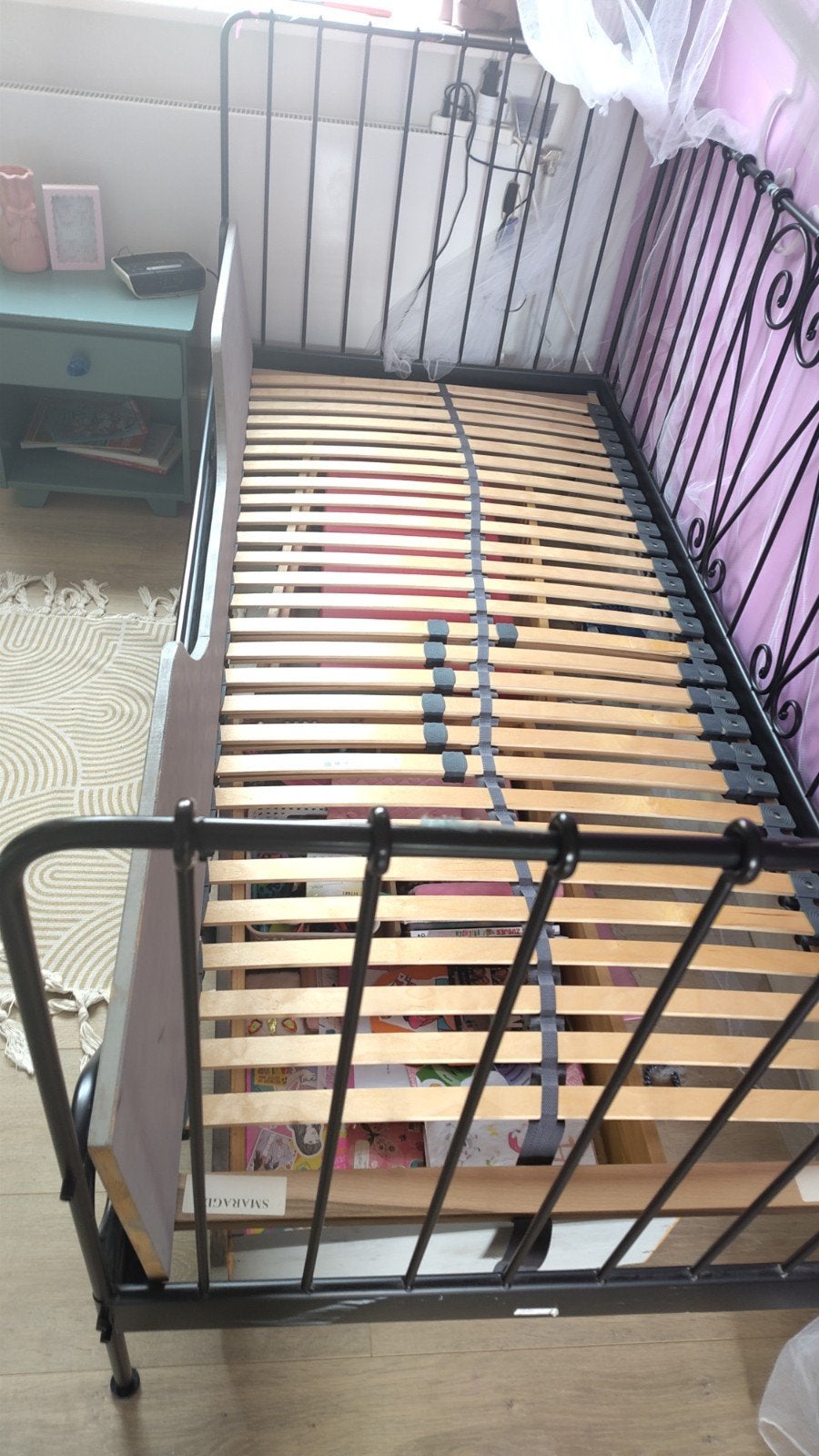 Ikea Meldal bed met lattenbodem, Gebruikt, Eenpersoons, Zwart, Ophalen of Verzenden