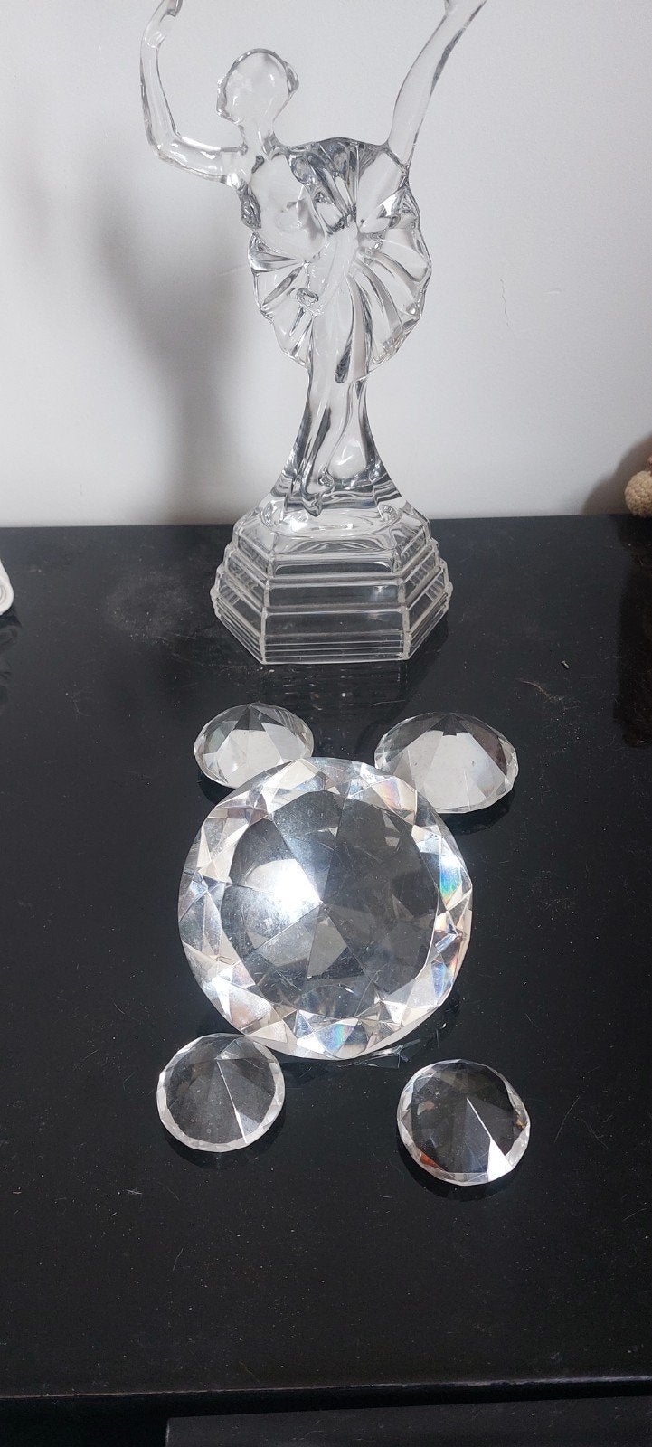Glazen ballerina beeldje en decoratieve kristallen, Ophalen of Verzenden, Wit, Glas, Klassiek
