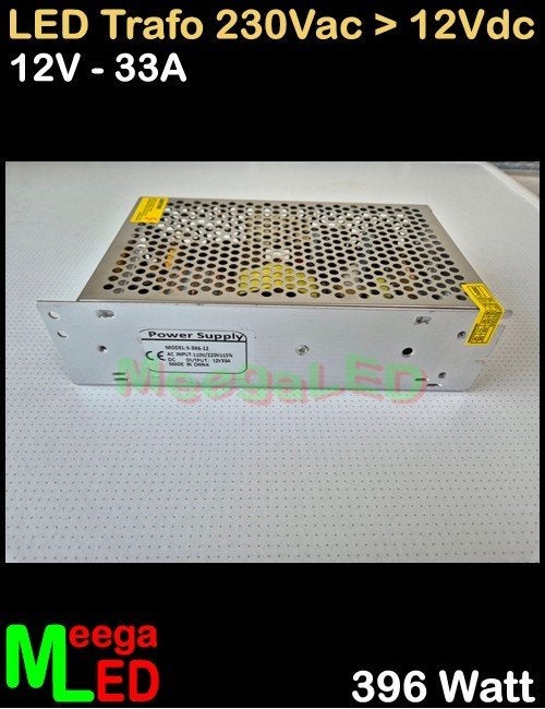 LED Trafo Voeding Adapter Driver 230V > 12V 33A = 396W - O, Metaal, Overige merken, Nieuw, Overige fittingen
