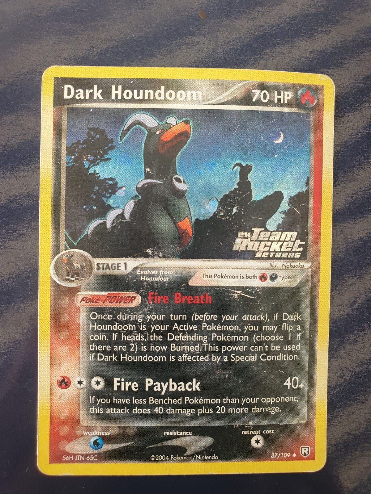 Dark Houndoom 37/109 ex team rocket holo pokemon kaart, Ophalen of Verzenden, Gebruikt, Losse kaart