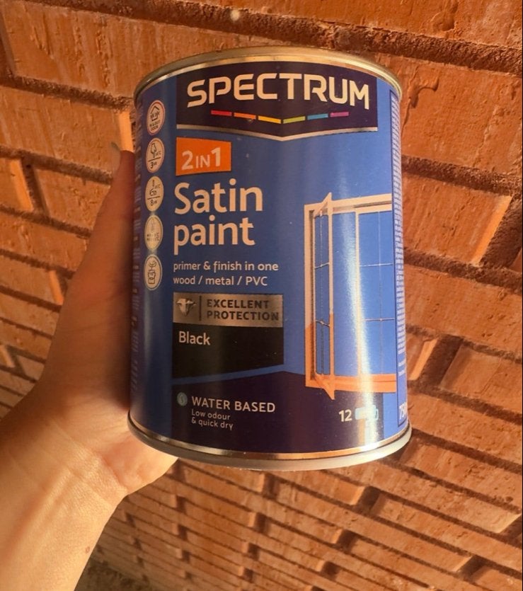 Spectrum 2-in-1 Satijnverf Zwart - Primer & Aflak, Zwart, Nieuw, Ophalen of Verzenden, Verf