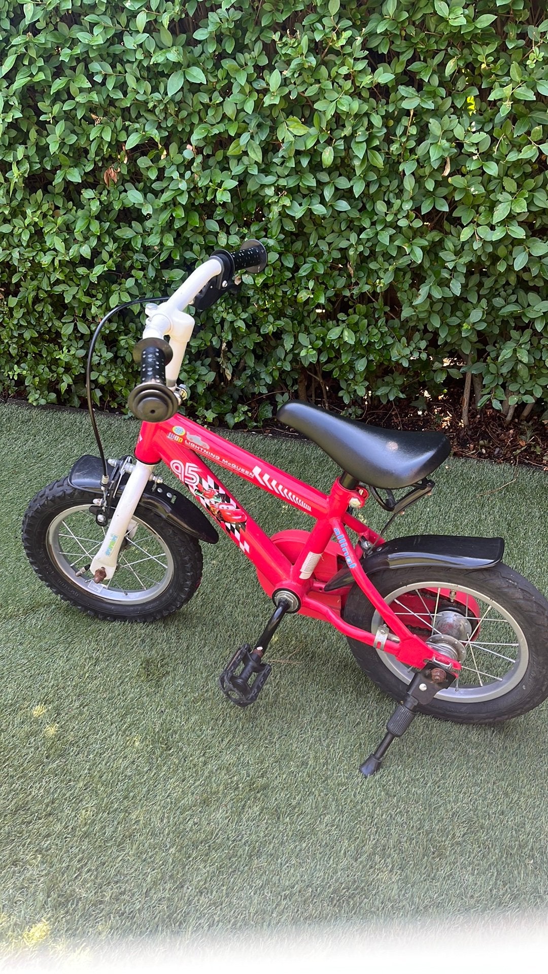 Cars kinder fietsje, Fietsen en Brommers, Ophalen, Gebruikt, Minder dan 16 inch, Zijwieltjes