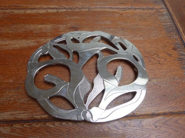 Verzilverde onderzetter in art deco stijl, Ophalen of Verzenden