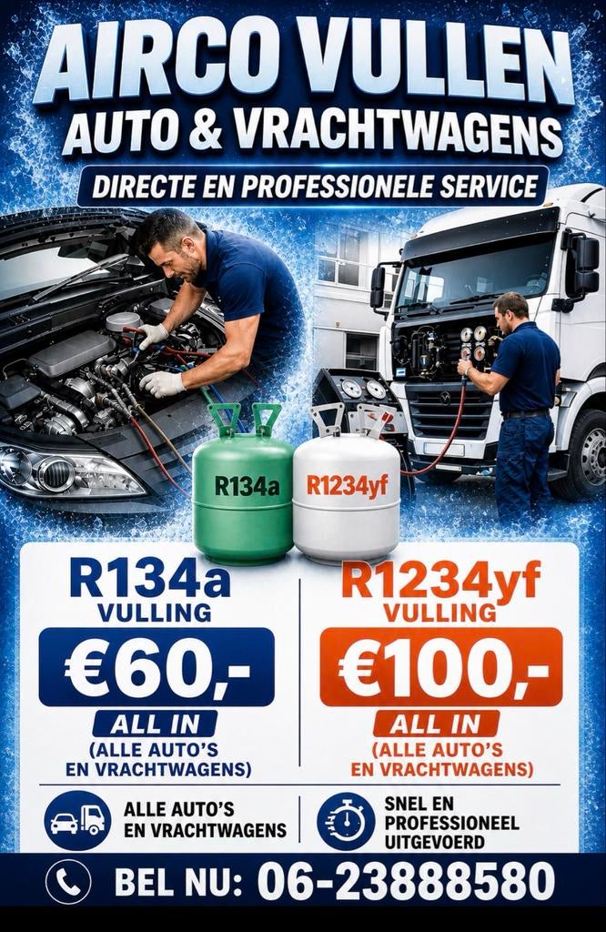 Airco Vullen Auto & Vrachtwagens - R134a & R1234yf, Auto-onderdelen, Airco en Verwarming, Ophalen, Nieuw
