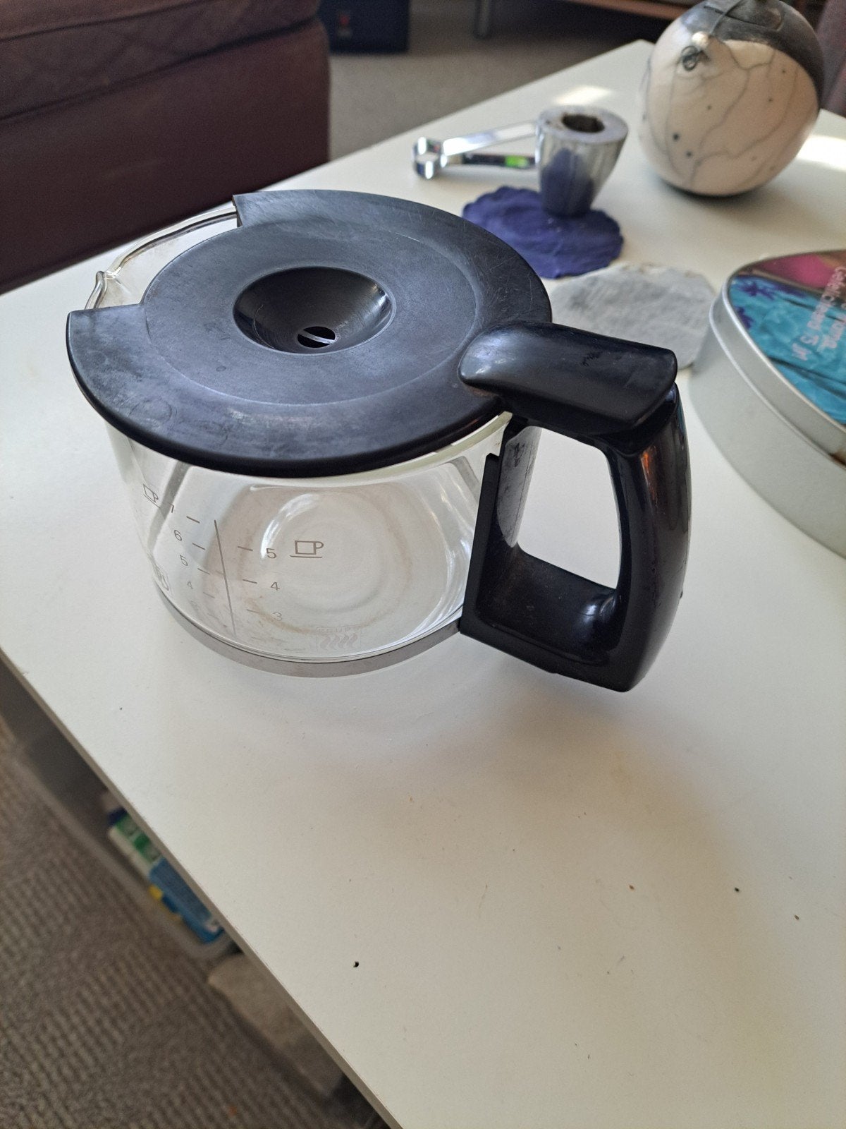 Glazen koffiekan Krups voor 7 kopjes - Gebruikt, 4 tot 10 kopjes, Ophalen of Verzenden, Gebruikt, Koffiemachine